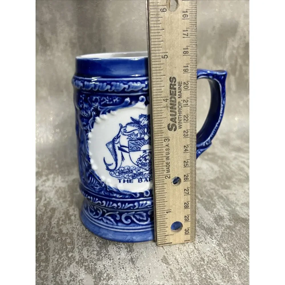 Vintage Blue Ceramic Mug Stein Bahama Islands Bahamas Rare Relief Art Sailing